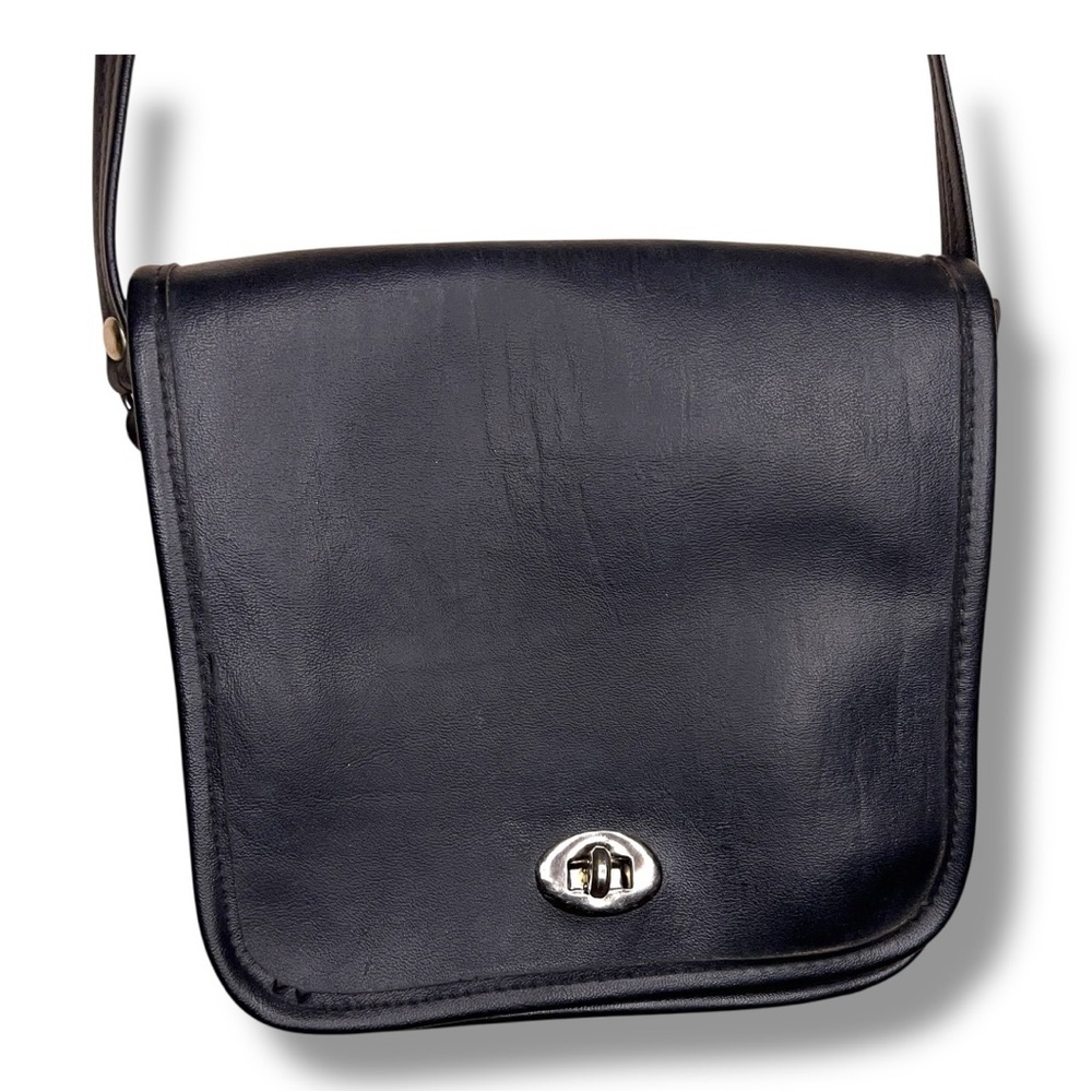 Vintage 90s Monique Handbags Black Faux Leather Crossbody Purse Classic Travel